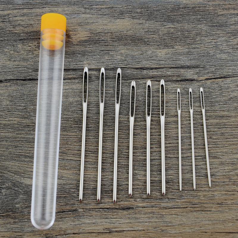 12Pcs Stitching Needles Large Eye in Clear Storage Tube Tapestry Craft 3 Sizes