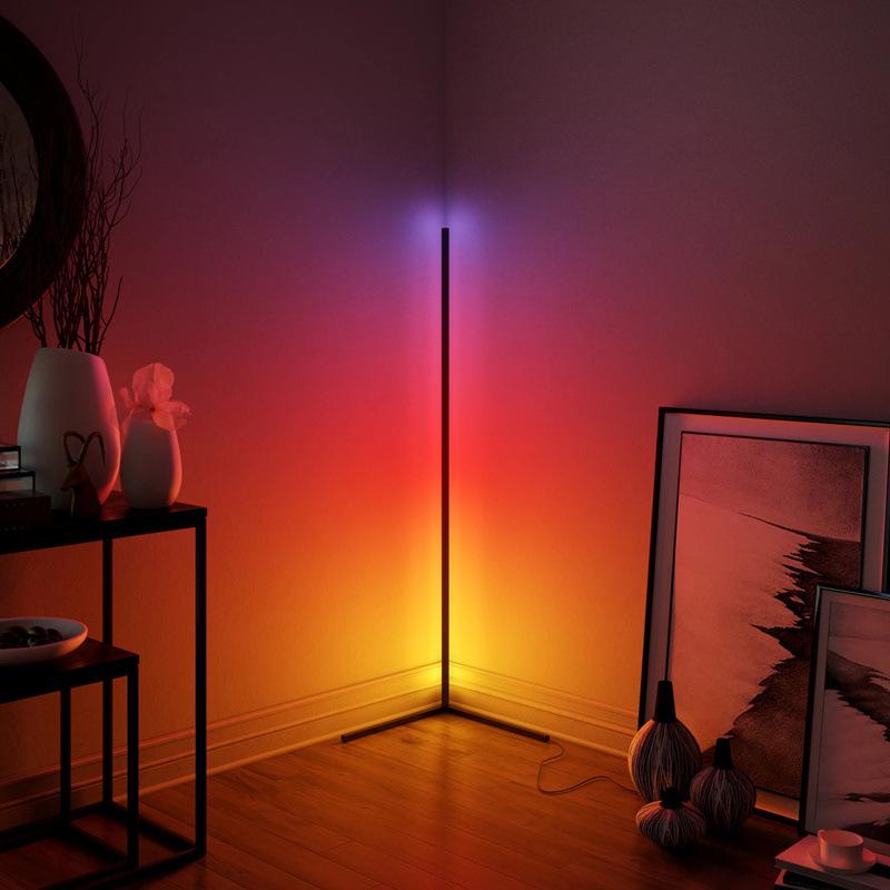 Corner LED Floor Lamp RGB Color Changing Remote Standing Pole Light