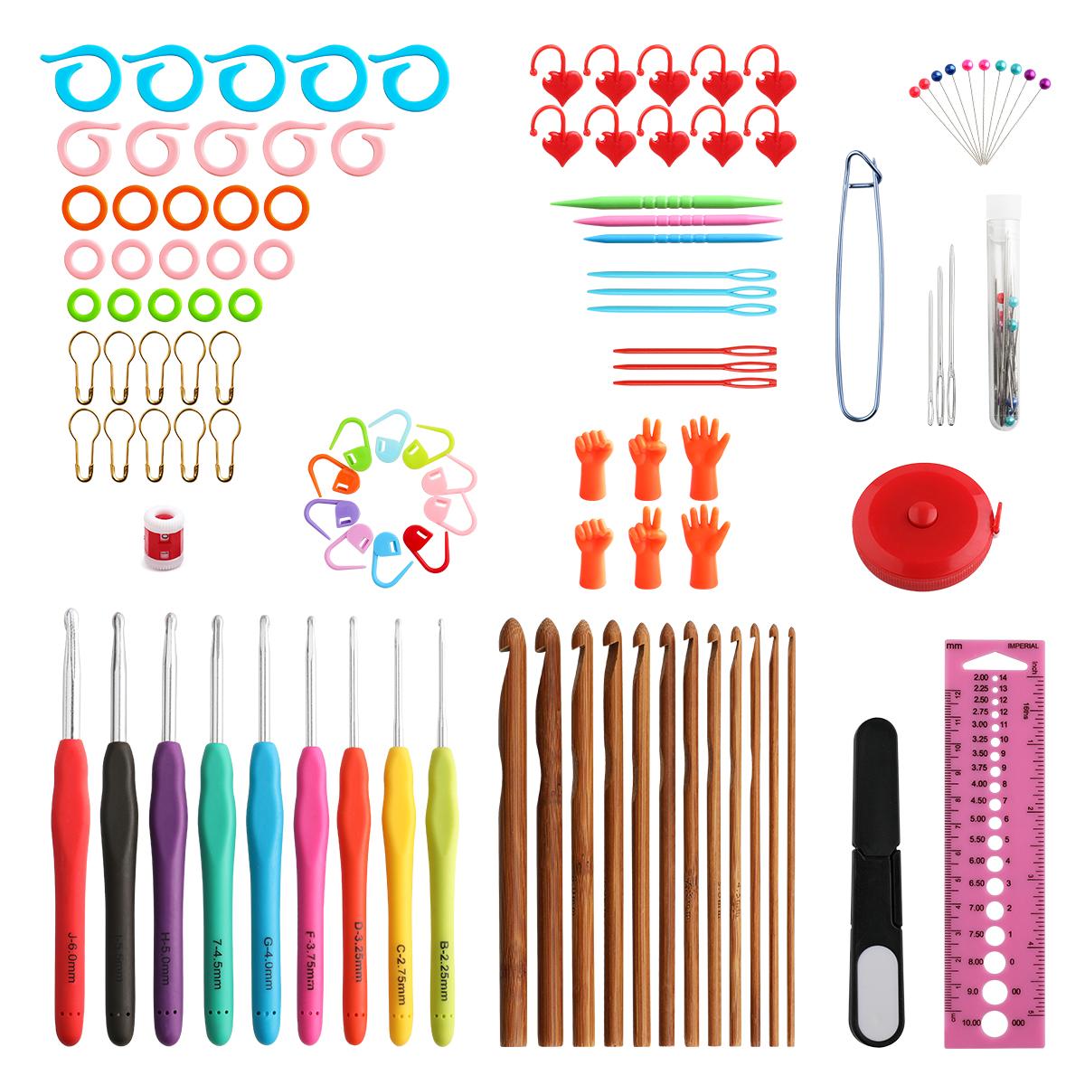 110pcs häkeln haken kit garn strick nadel nähwerkzeug ergonomische