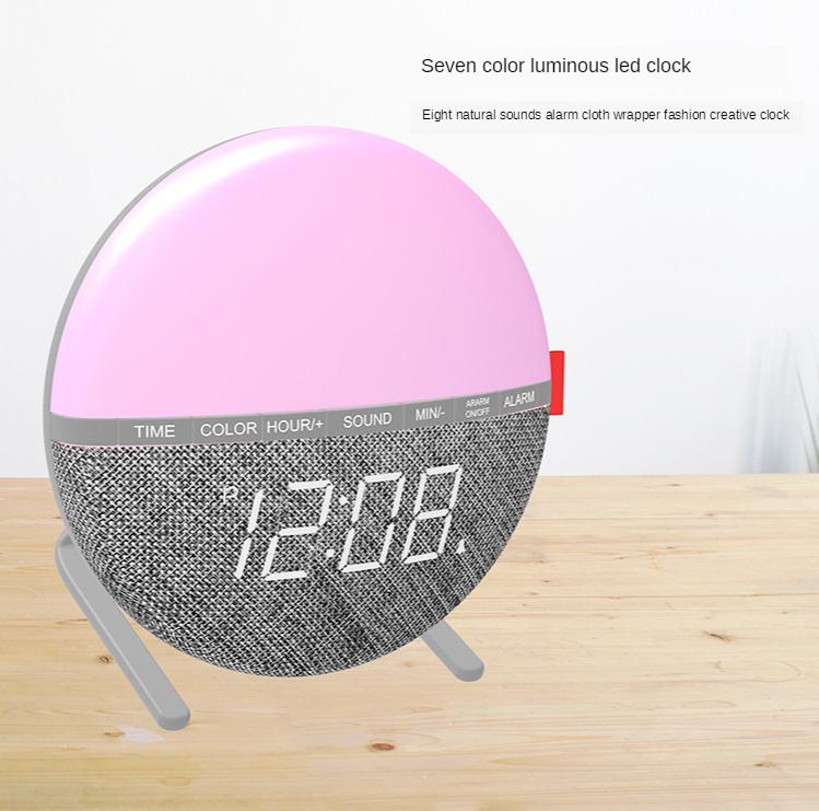 Sound Machine Alarm Clock Night Light Bedside Lamp Gentle Wake Up Decor