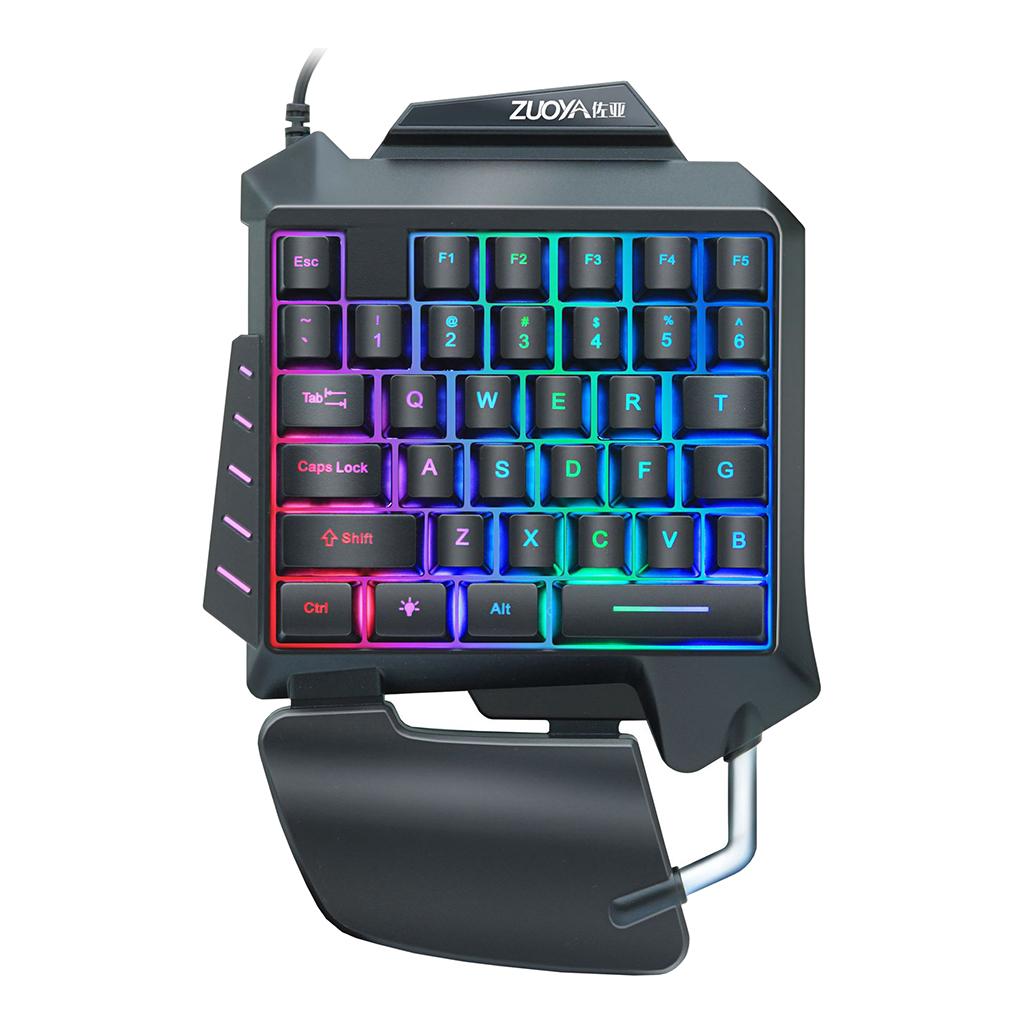 One Hand Gaming Keyboard 35 Keys Wired Rainbow Backlit Half Keyboard ...