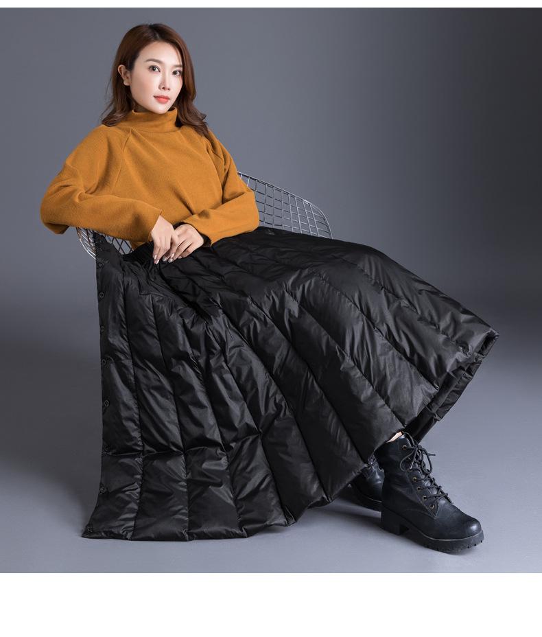 Duck Down Winter Maxi Skirts Women High Waist Casual Long Dress Black |  eBay UK