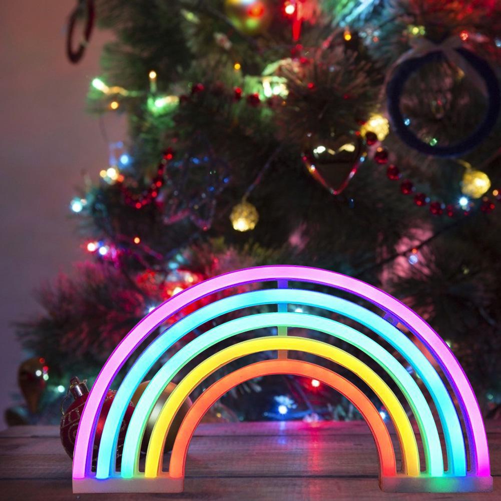Arcobaleno Neon Luce caratteri con base luce notturna batteria per