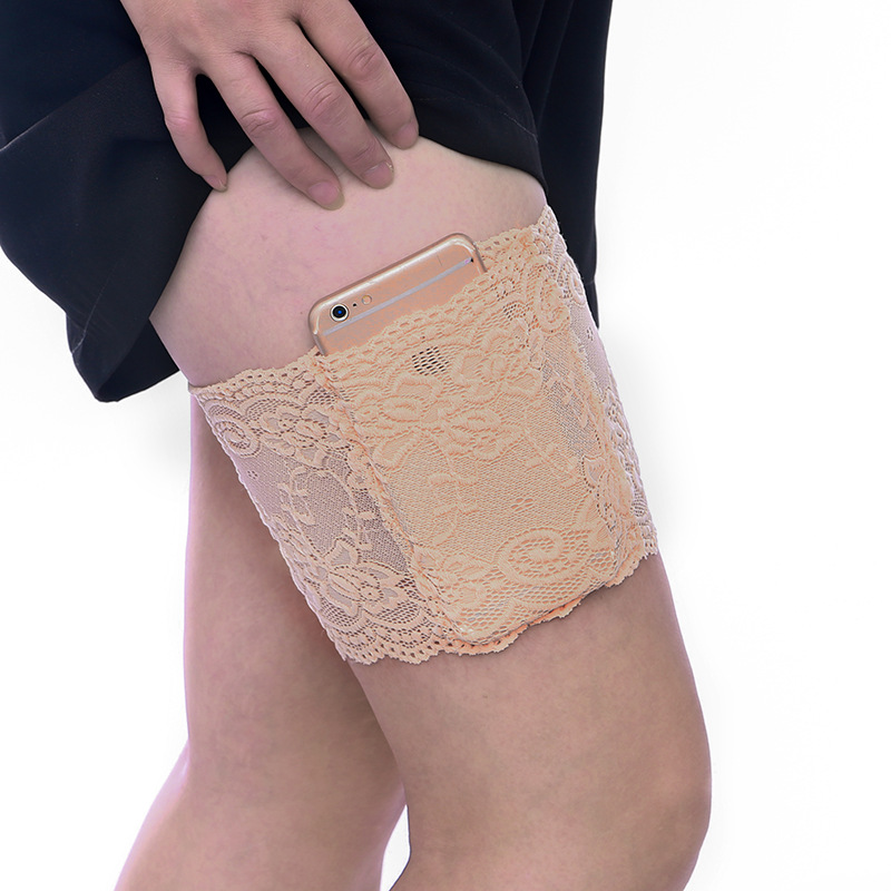 1pcs Anti-slip Lace Thigh Stockings Cover Garter with Phone Bag Receive Pocket - Picture 13 of 13