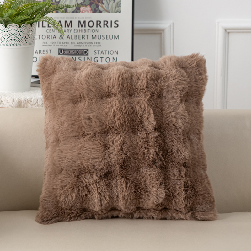 18" Soft Plush Cushion Cover Faux Rabbit Fur Square Throw Pillow Cases Decor - Picture 21 of 24