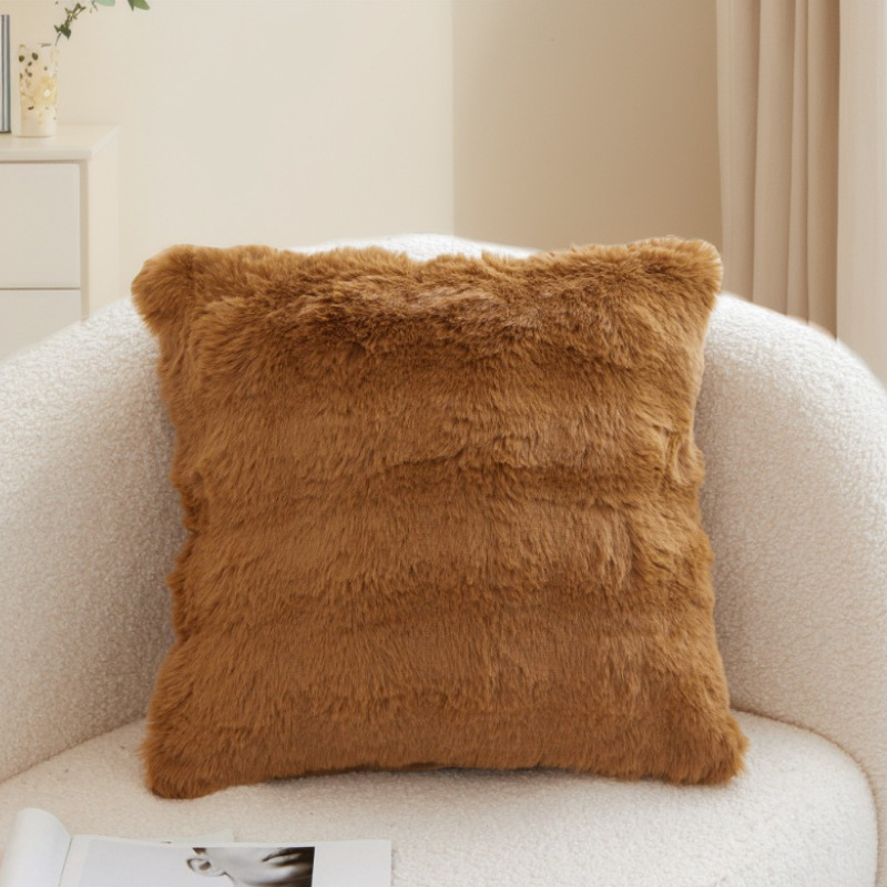 18" Soft Plush Cushion Cover Faux Rabbit Fur Square Throw Pillow Cases Decor - Picture 19 of 24