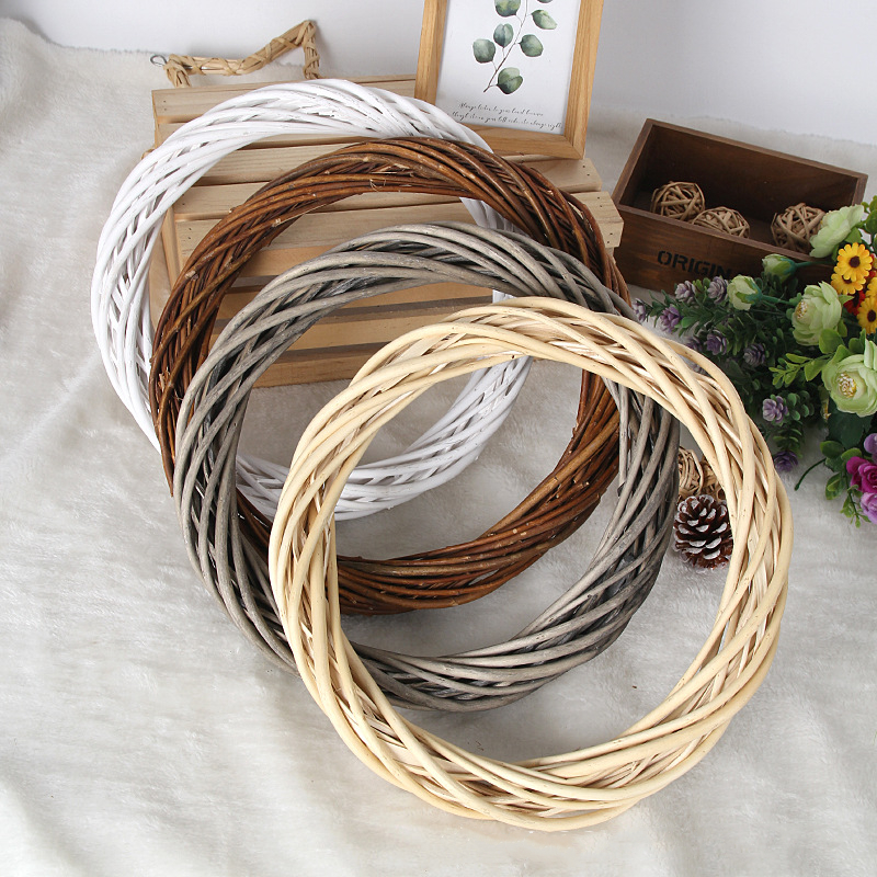 Christmas Rattan Ring Wreath Wicker Vine Garland Hanging Wedding DIY Craft