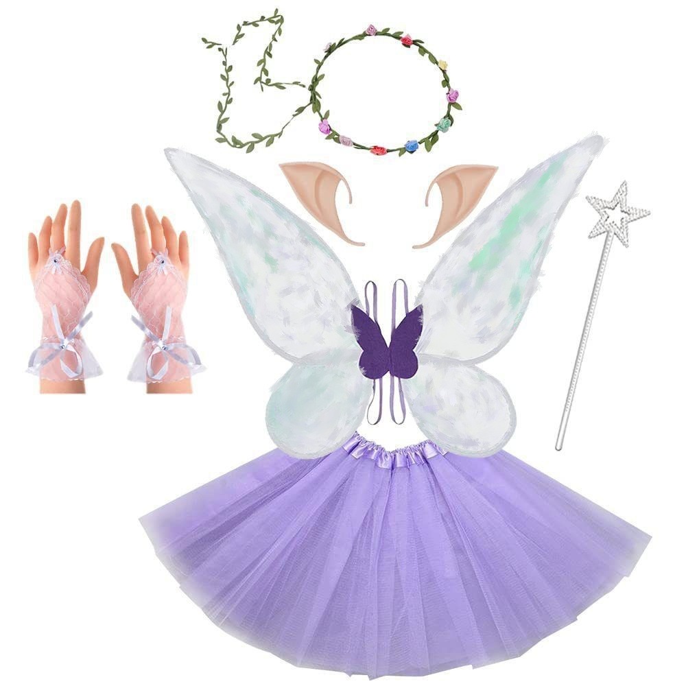 Fairy Costume Set Girls Kids Princess Cosplay Skirt Angel Wand Butterfly Wing - Picture 43 of 45