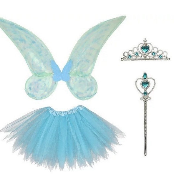 Fairy Costume Set Girls Kids Princess Cosplay Skirt Angel Wand Butterfly Wing - Picture 28 of 45