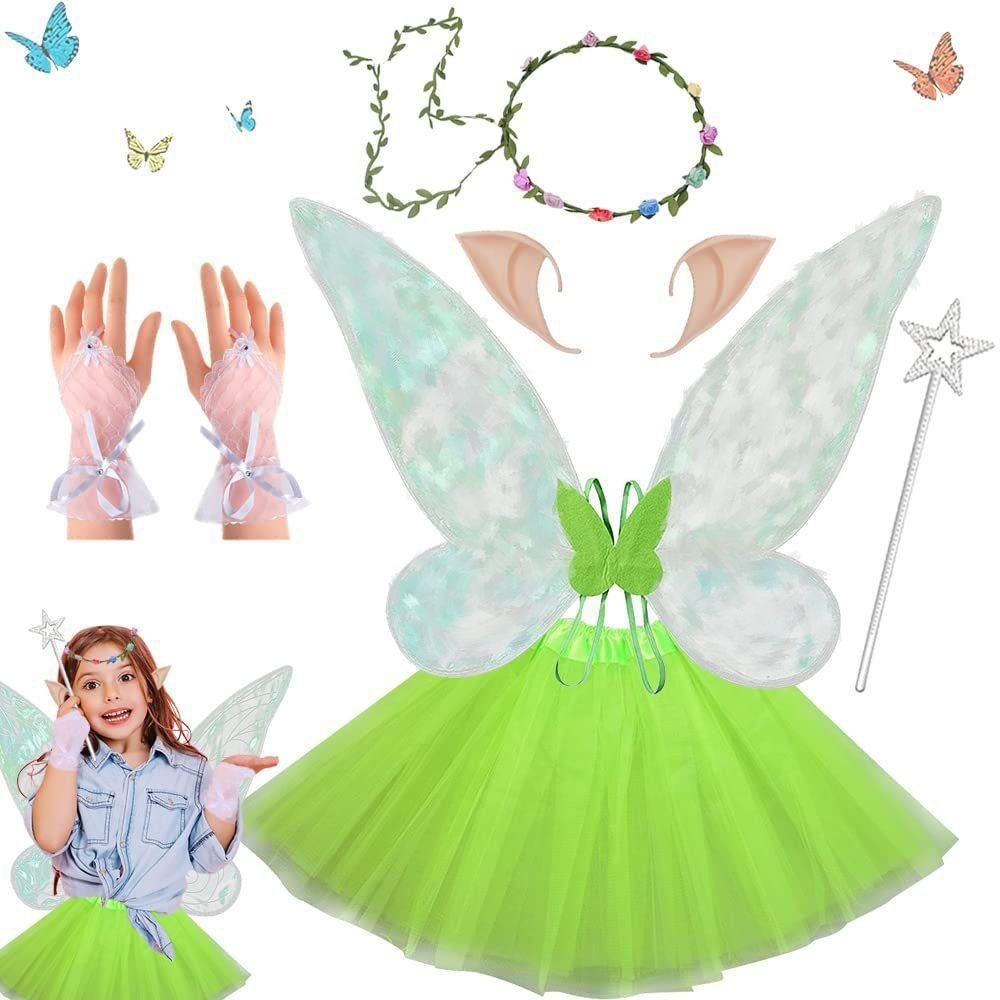 Fairy Costume Set Girls Kids Princess Cosplay Skirt Angel Wand Butterfly Wing - Picture 40 of 45
