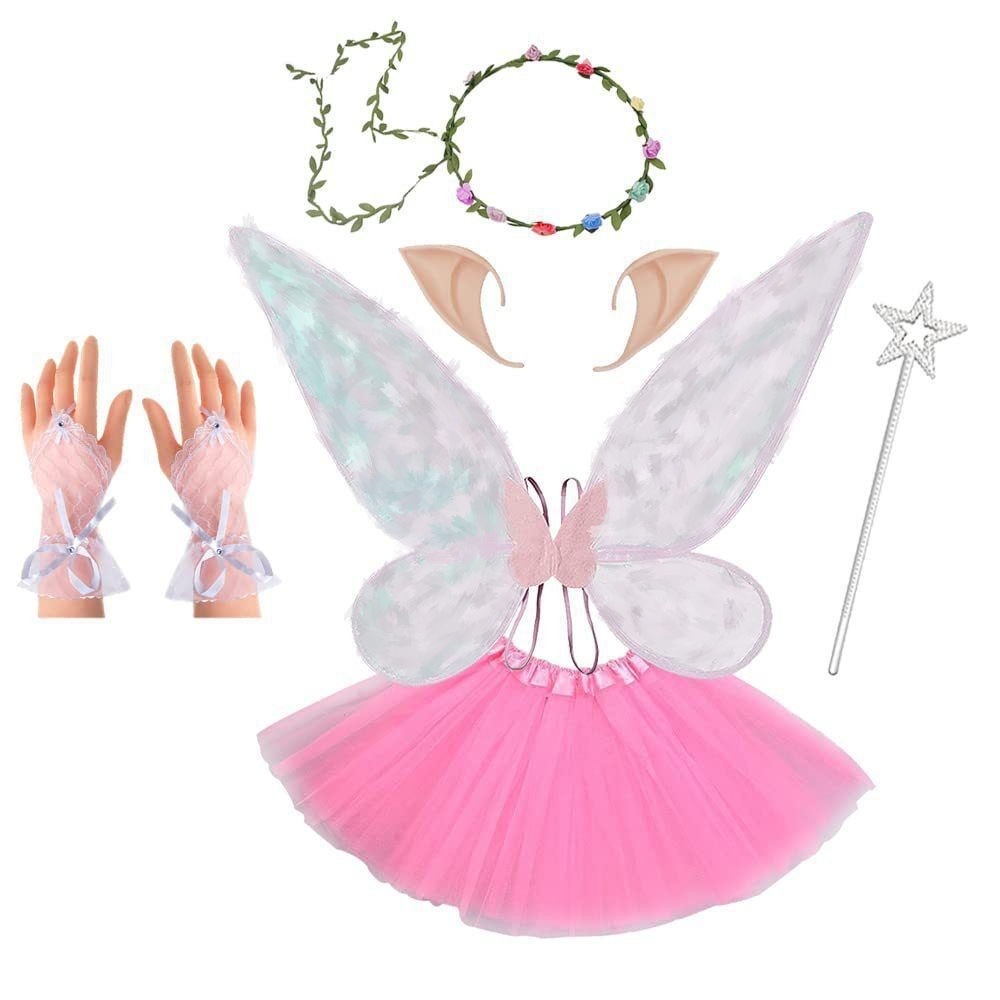 Fairy Costume Set Girls Kids Princess Cosplay Skirt Angel Wand Butterfly Wing - Picture 39 of 45