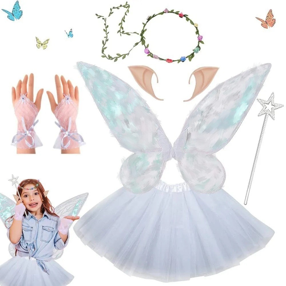 Fairy Costume Set Girls Kids Princess Cosplay Skirt Angel Wand Butterfly Wing - Picture 41 of 45