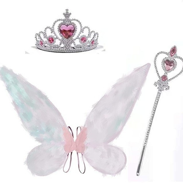 Fairy Costume Set Girls Kids Princess Cosplay Skirt Angel Wand Butterfly Wing - Picture 37 of 45