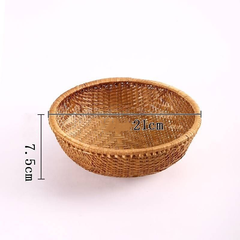 Bamboo Shallow Basket Breakfast Basket Tray Food Basket Woven Fruit Bowl Gift
