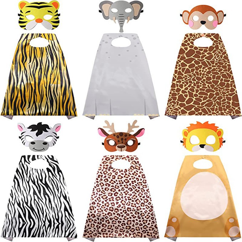 Jungle Animal Costume Children's Day Performance Masks and Capes Costumes - Picture 15 of 15
