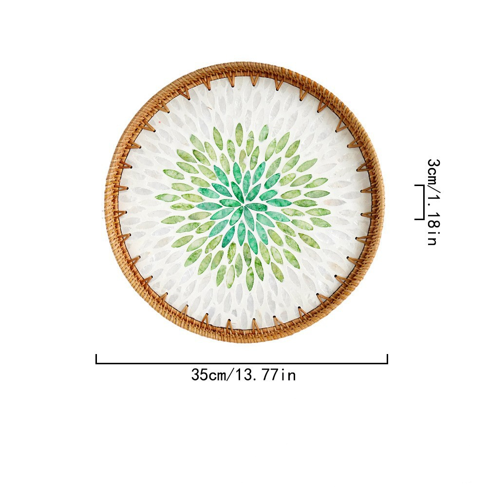 Rattan Color Shell Storage Basket Fruit Snack Plate Entrance Key Storage Tray - Picture 8 of 10