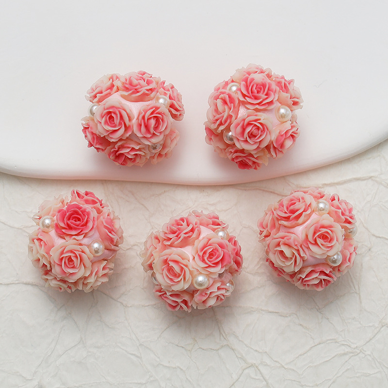 10pcs 20mm Rose Flower Beads Rose Ball Beads Rose Beads DIY for Jewelry Making - Picture 17 of 51