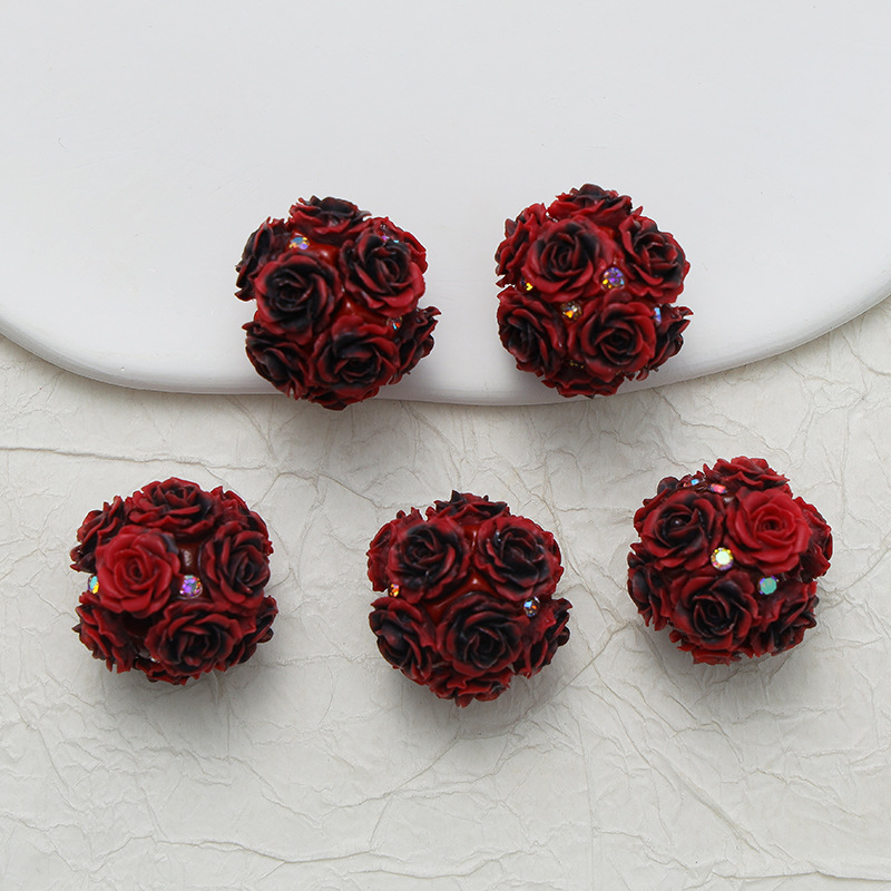 10pcs 20mm Rose Flower Beads Rose Ball Beads Rose Beads DIY for Jewelry Making - Picture 19 of 51