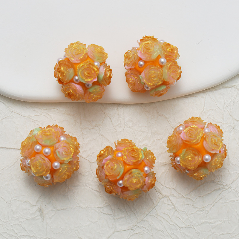 10pcs 20mm Rose Flower Beads Rose Ball Beads Rose Beads DIY for Jewelry Making - Picture 35 of 51