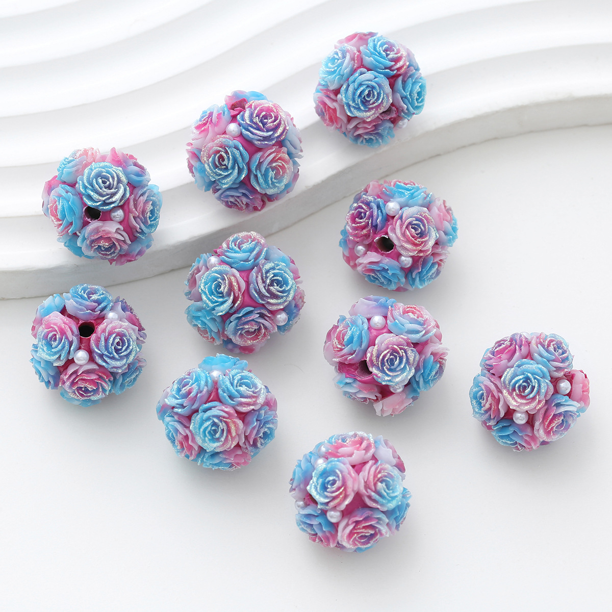 10pcs 20mm Rose Flower Beads Rose Ball Beads Rose Beads DIY for Jewelry Making - Picture 41 of 51