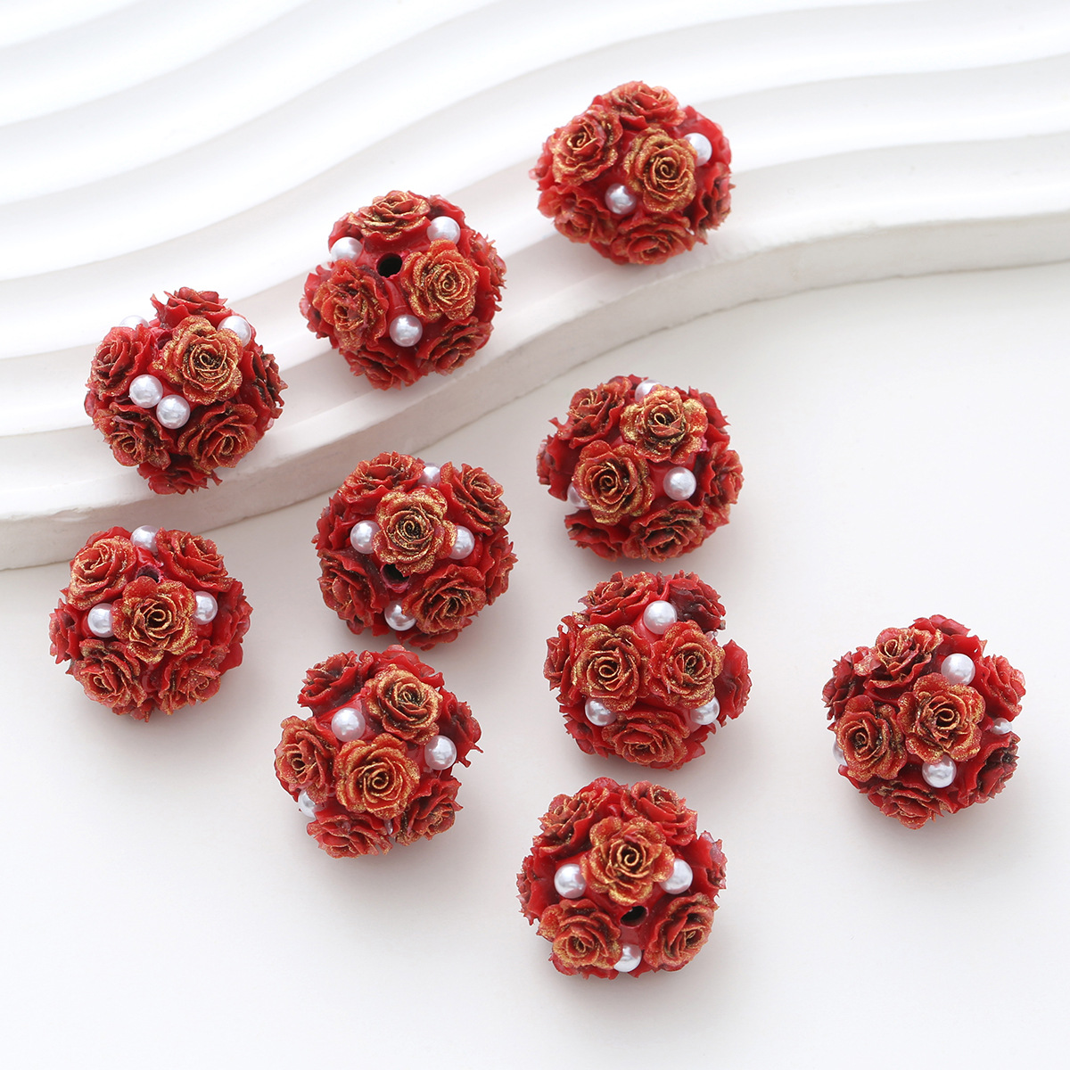 10pcs 20mm Rose Flower Beads Rose Ball Beads Rose Beads DIY for Jewelry Making - Picture 47 of 51