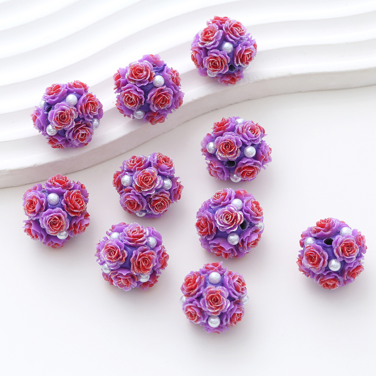 10pcs 20mm Rose Flower Beads Rose Ball Beads Rose Beads DIY for Jewelry Making - Picture 44 of 51