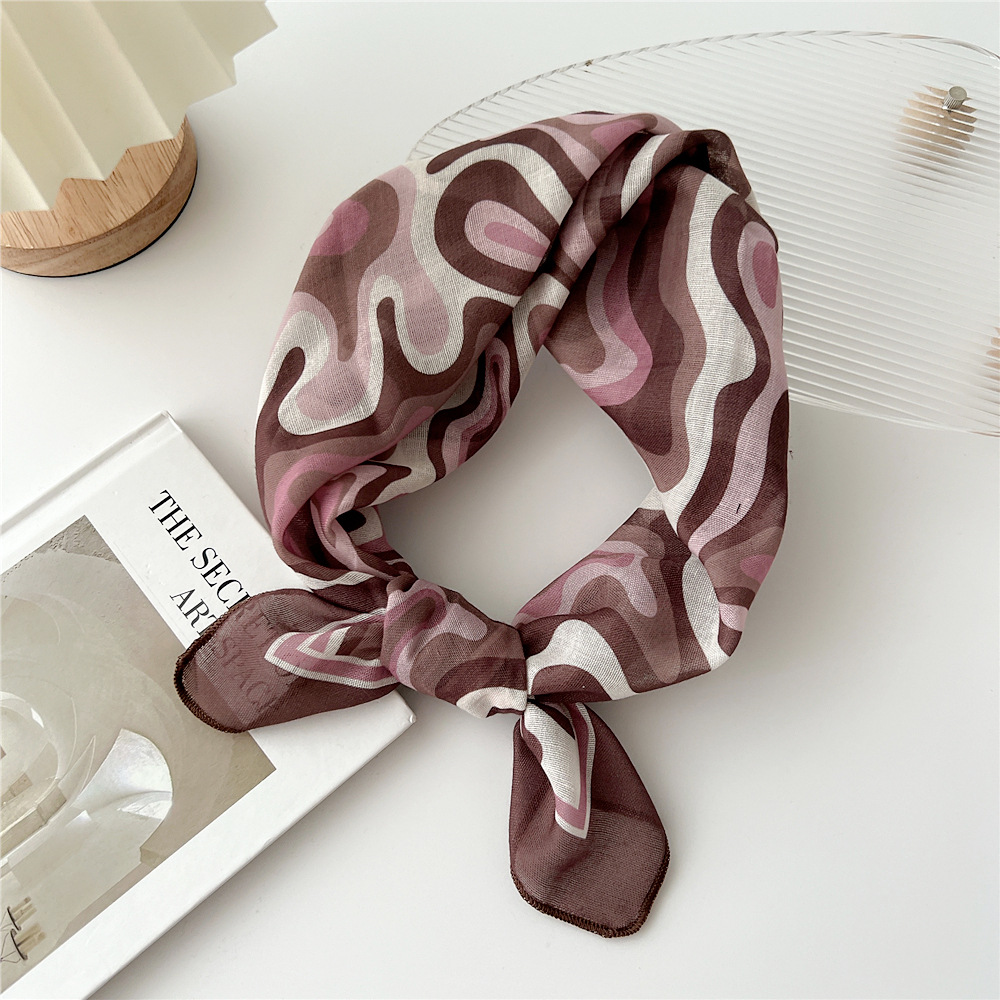 silk scarf headband cotton linen small square scarf for women art all-match - Picture 9 of 44