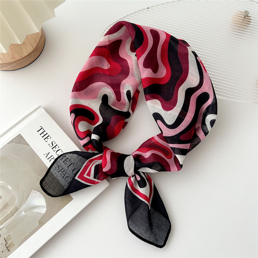 silk scarf headband cotton linen small square scarf for women art all-match - Picture 11 of 44