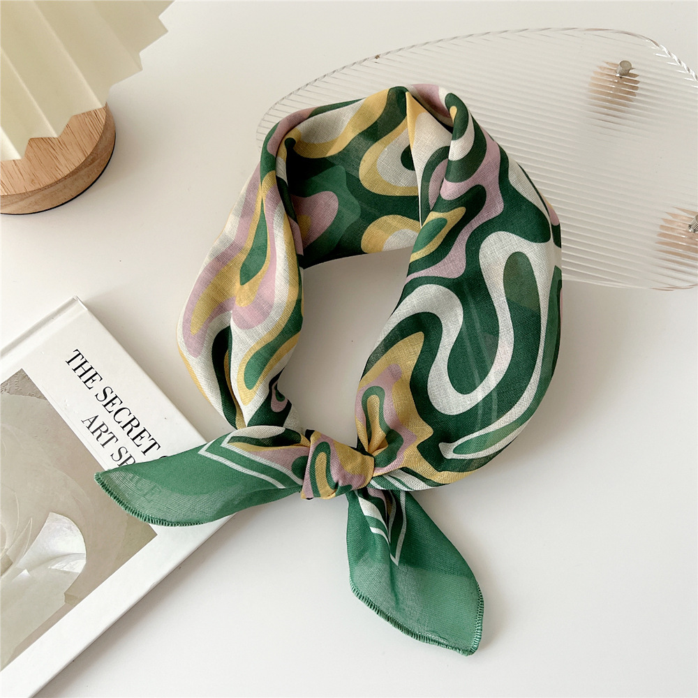 silk scarf headband cotton linen small square scarf for women art all-match - Picture 8 of 44