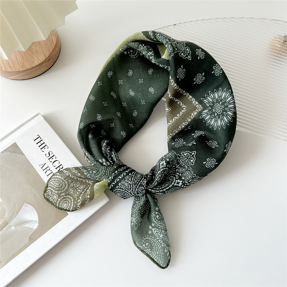 silk scarf headband cotton linen small square scarf for women art all-match - Picture 18 of 44