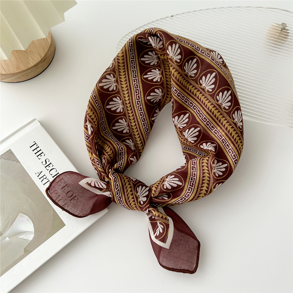 silk scarf headband cotton linen small square scarf for women art all-match - Picture 20 of 44
