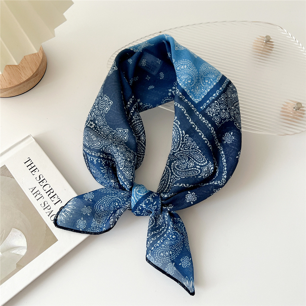 silk scarf headband cotton linen small square scarf for women art all-match - Picture 16 of 44