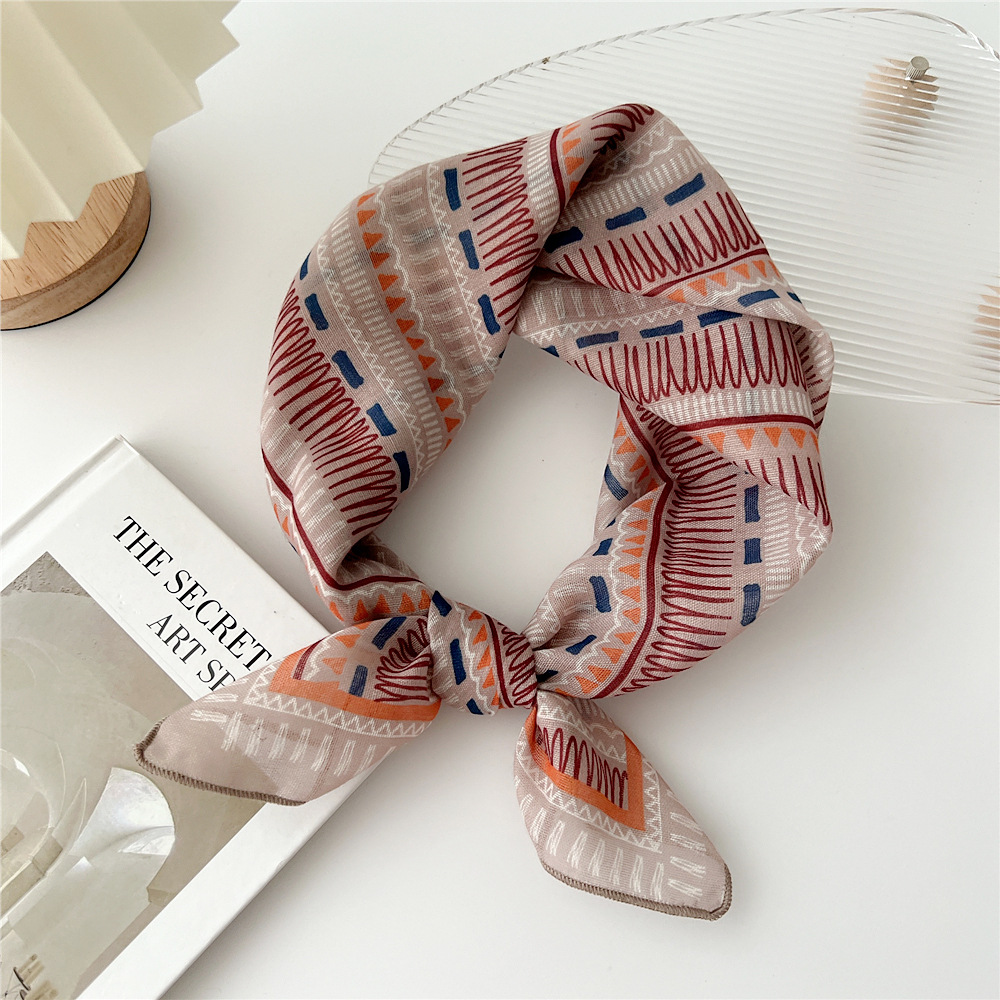 silk scarf headband cotton linen small square scarf for women art all-match - Picture 28 of 44