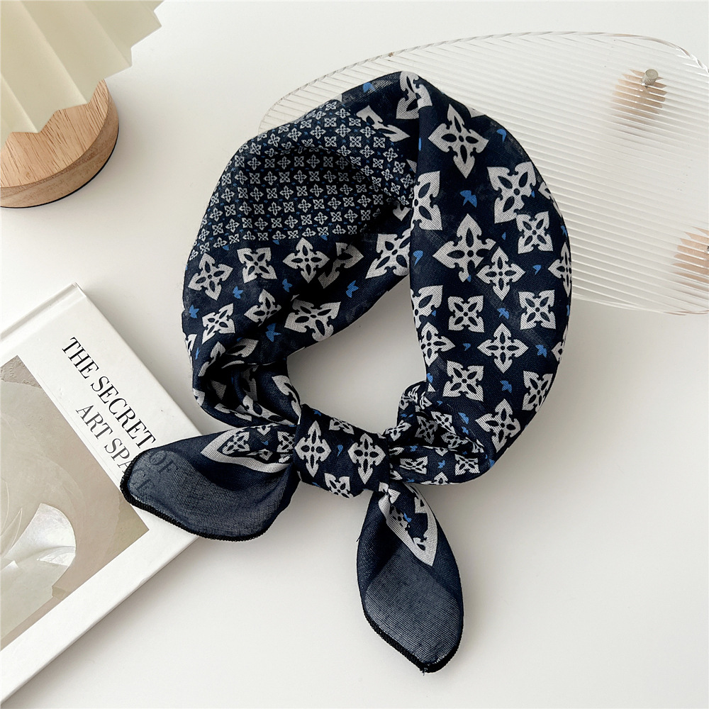 silk scarf headband cotton linen small square scarf for women art all-match - Picture 31 of 44