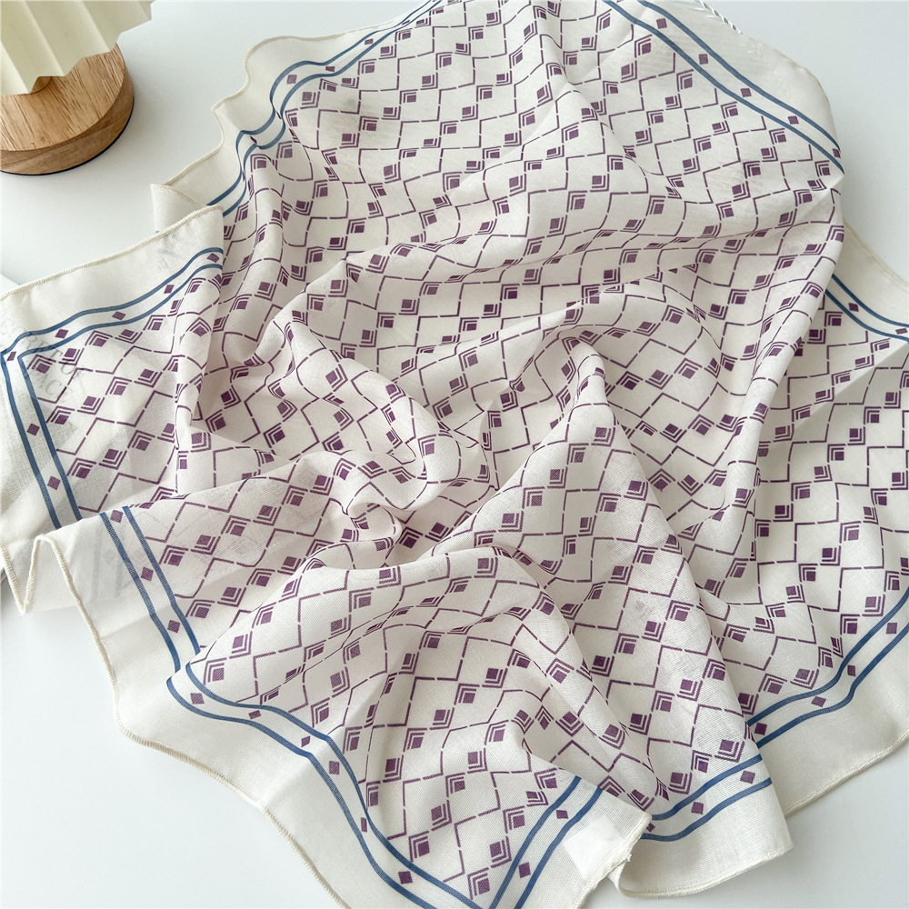 silk scarf headband cotton linen small square scarf for women art all-match - Picture 37 of 44