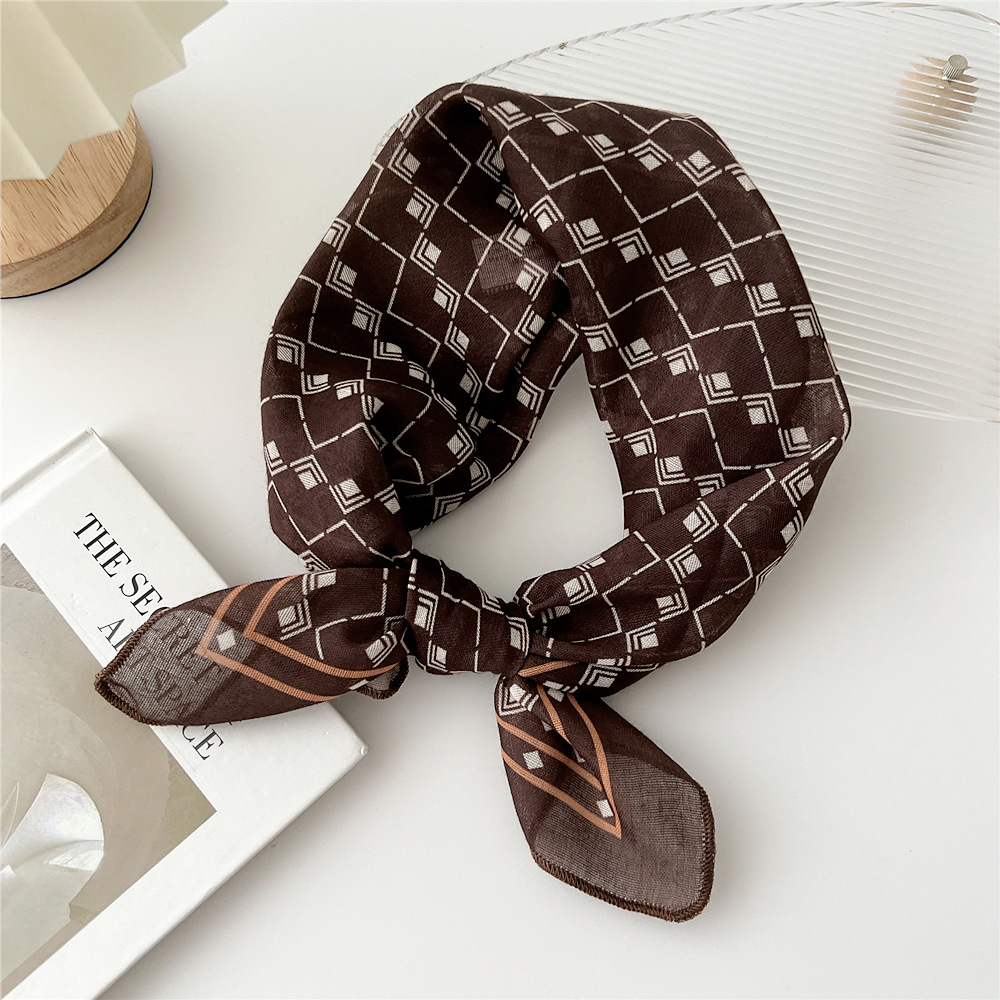 silk scarf headband cotton linen small square scarf for women art all-match - Picture 38 of 44
