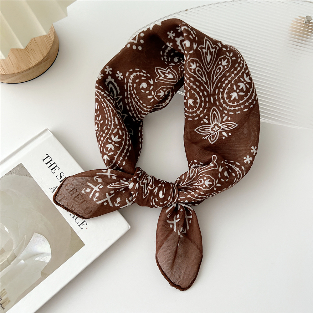 silk scarf headband cotton linen small square scarf for women art all-match - Picture 41 of 44