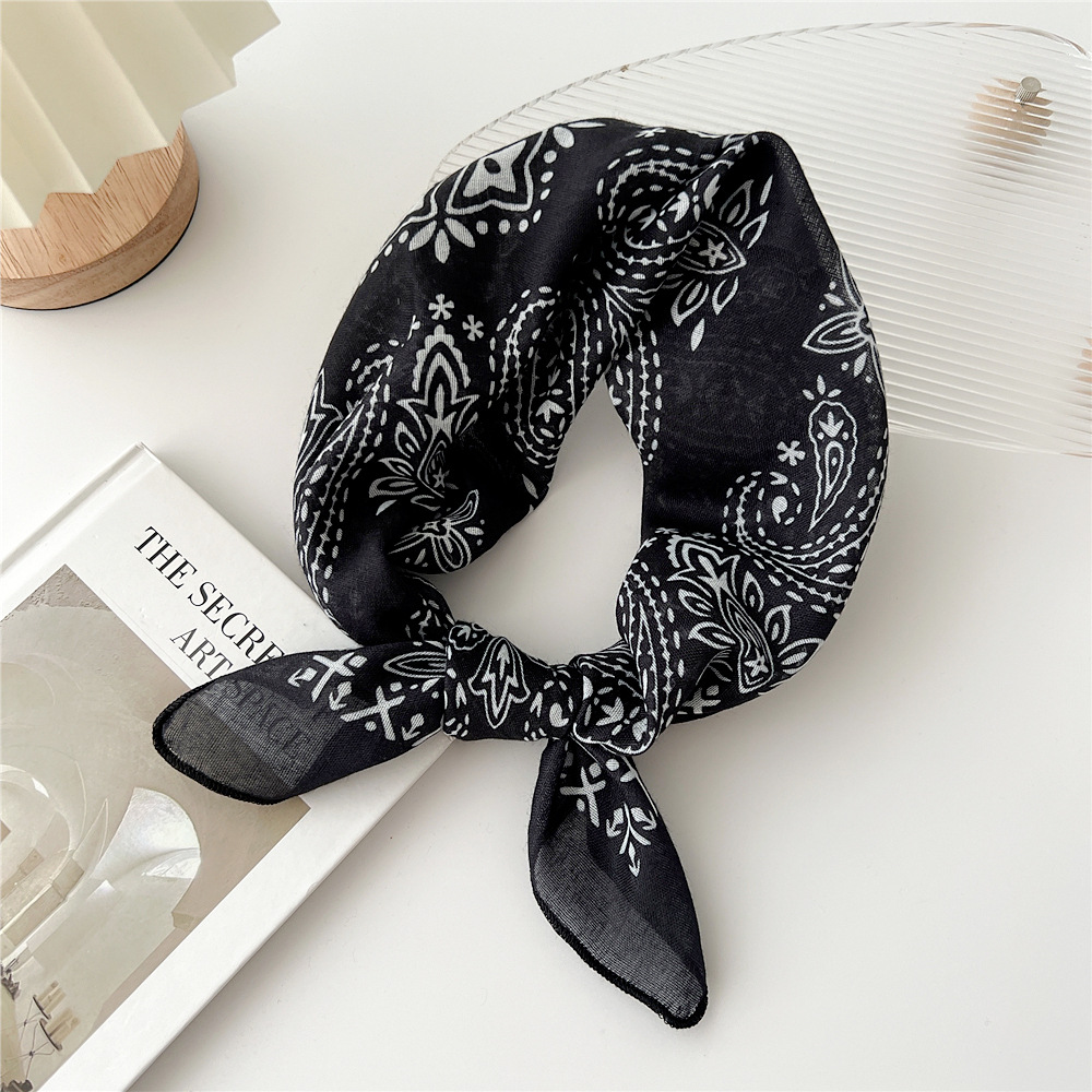 silk scarf headband cotton linen small square scarf for women art all-match - Picture 42 of 44
