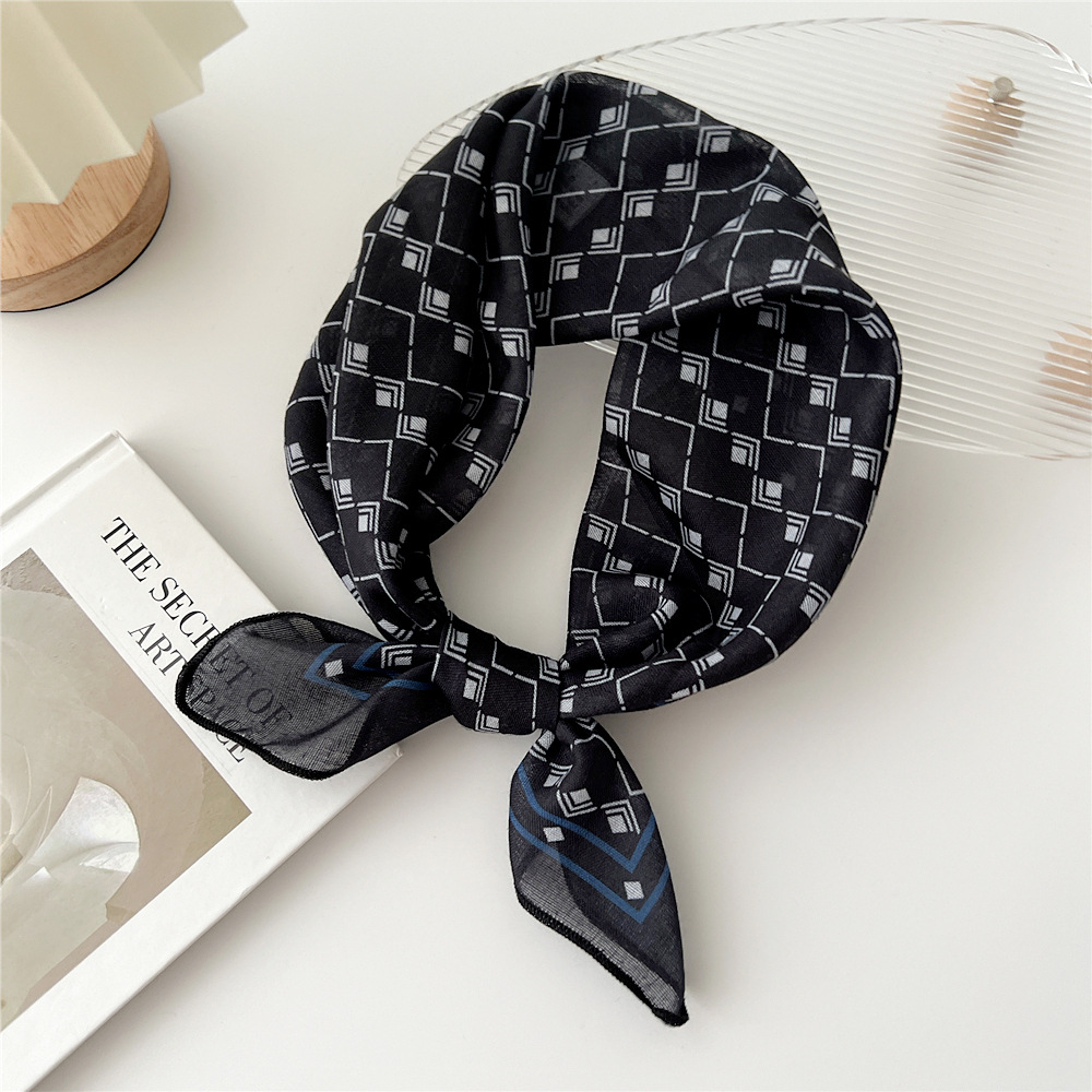 silk scarf headband cotton linen small square scarf for women art all-match - Picture 39 of 44