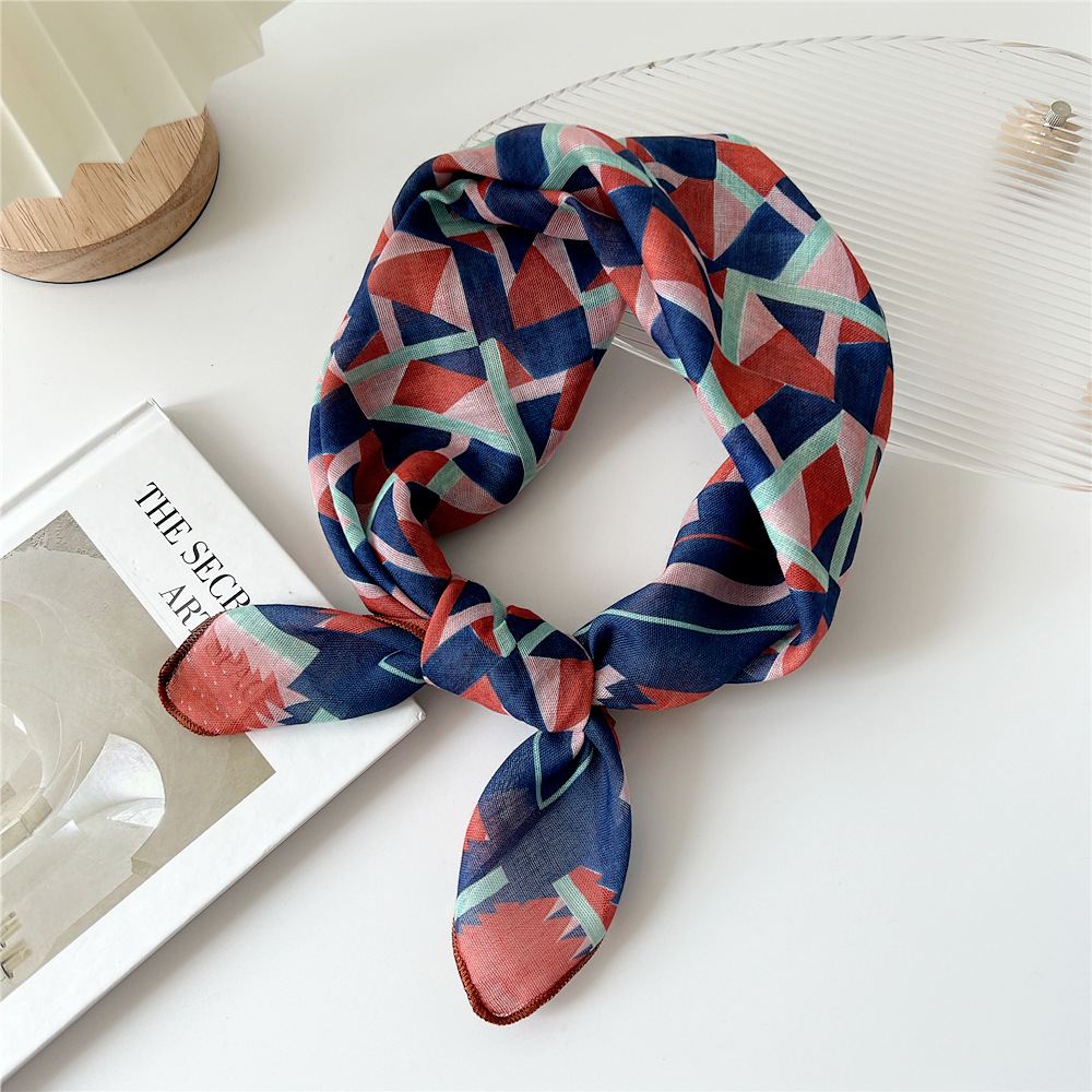 silk scarf headband cotton linen small square scarf for women art all-match - Picture 44 of 44