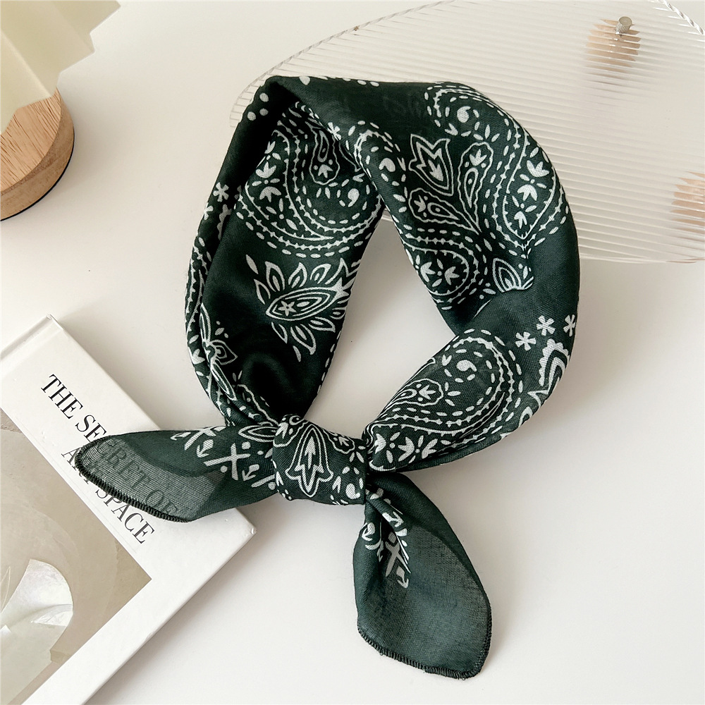 silk scarf headband cotton linen small square scarf for women art all-match - Picture 43 of 44