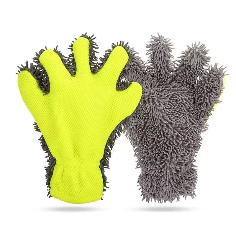 Waterproof Car Washing Gloves Plush Chenille Mitt for Cleaning Wheels Interior - Picture 5 of 6