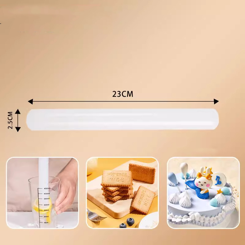 White PP Rolling Pin Household Dumpling Pizza Pastry Tool Long Dough Roller - Picture 8 of 10