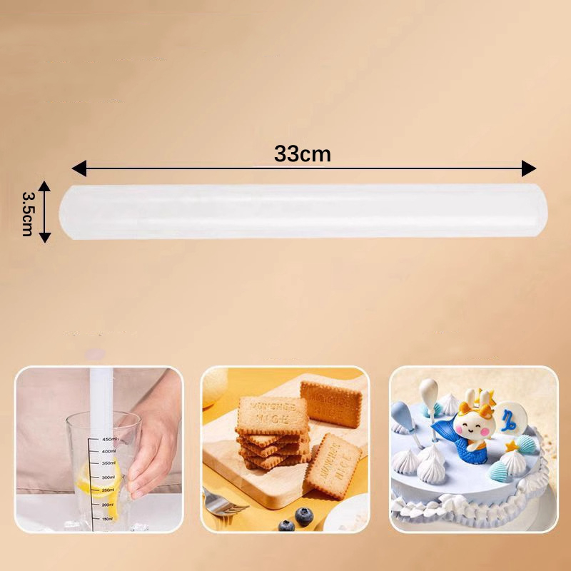 White PP Rolling Pin Household Dumpling Pizza Pastry Tool Long Dough Roller - Picture 10 of 10