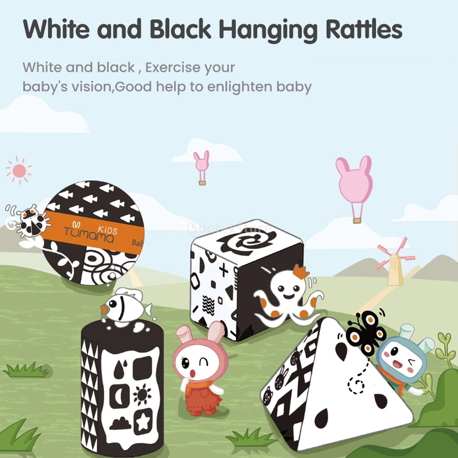 4pcs Baby Crib Hanging Rattle Plush Infant Stroller Bed