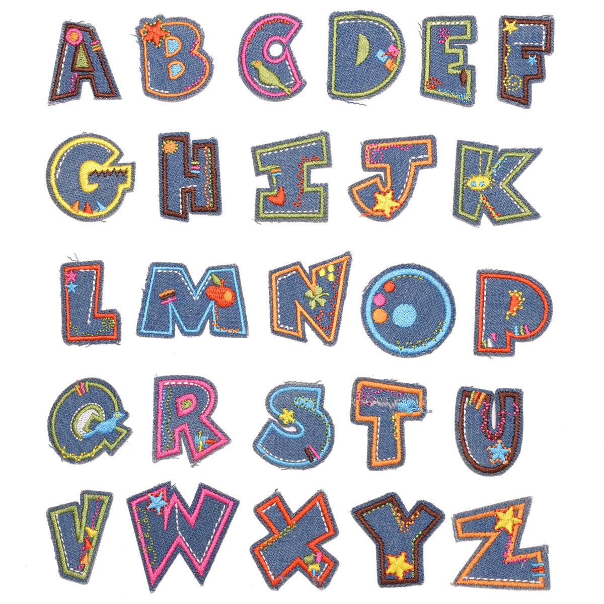 26 Alphabet English Patches Set Letters Embroidered Iron On Sewing Parches