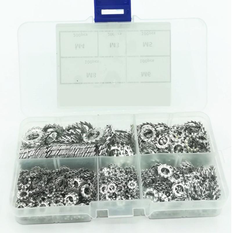 550Pcs External Tooth Lock Washers Assortment Kit, 304 Stainless Steel Metric External Tooth Star Lock Washer - M2.5 M3 M4 M5 M6 M8 M10 M12 for Retaining Clips Fasteners in Dubai