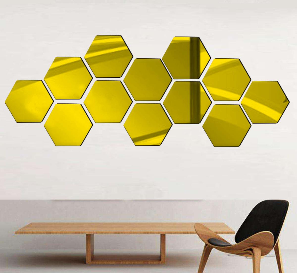 60Pcs 3D Hexagon Acrylic Mirror Wall Stickers DIY Art Wall