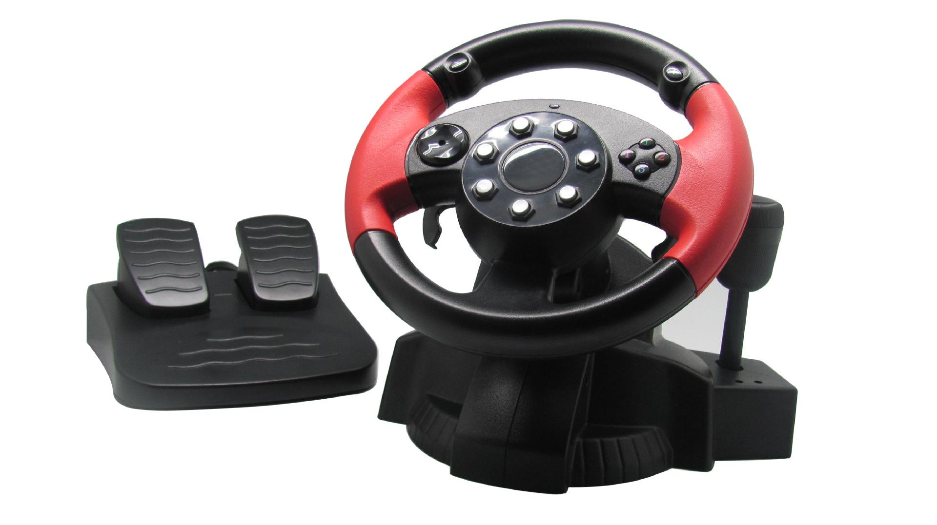 Gaming Vibration Racing Steering Wheel and Brake Pedals Kit for PS3/Ps2
