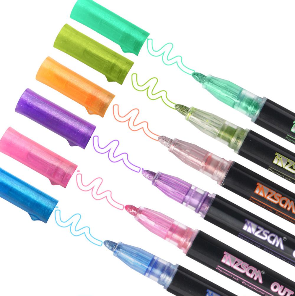 21 Farben Self Outline Metallic Marker, Permanent Marker Pens Craft